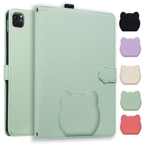 Funda inteligente de piel de lichi con tacto de gato para iPad Pro 13 (2024) (verde)