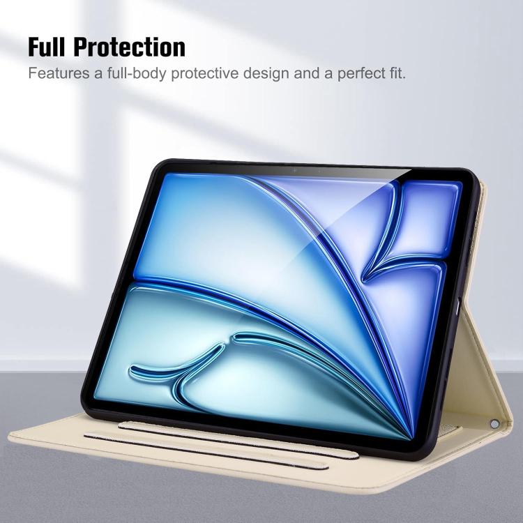 Funda inteligente de piel de lichi con tacto de gato para iPad Pro 13 (2024) (blanco albaricoque)