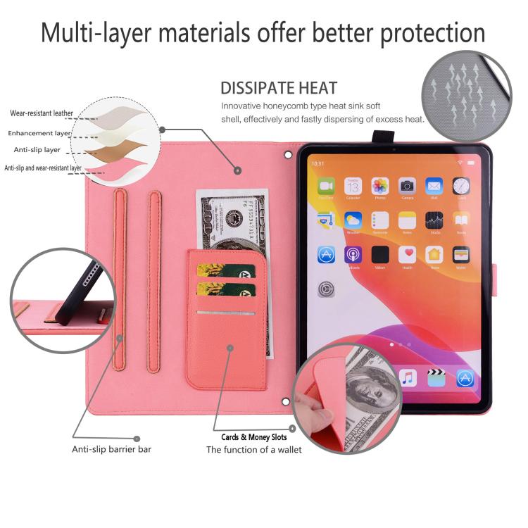 Funda inteligente de piel de lichi con tacto de gato para iPad Pro 11 (2024) (rojo sandía)