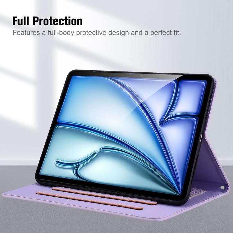 Funda inteligente de piel de lichi con tacto de gato para iPad Pro 11 (2024) (morado)