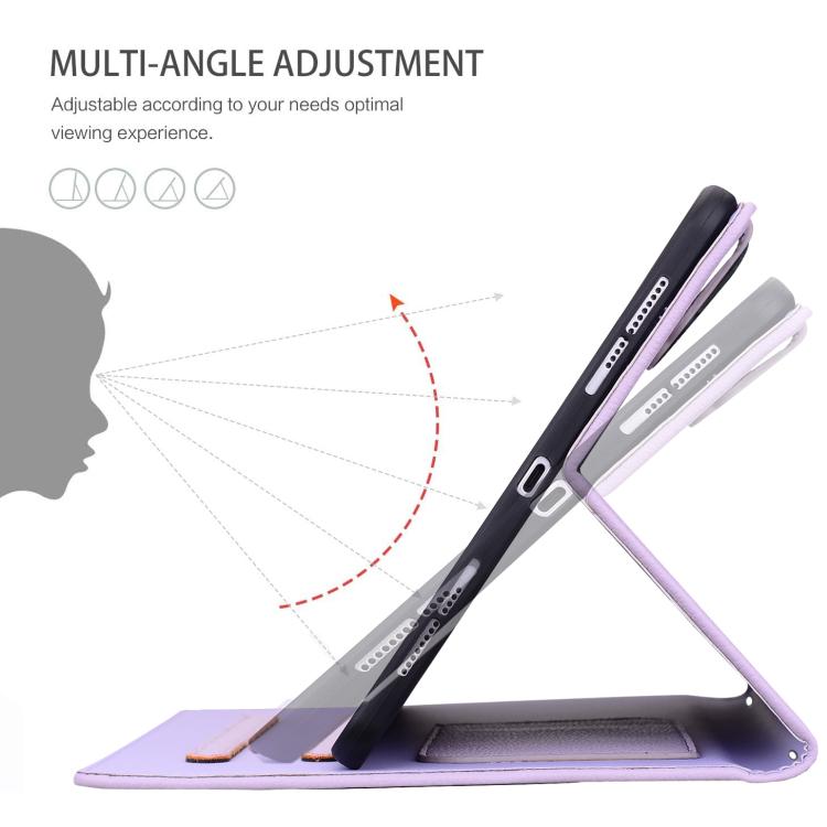 Funda inteligente de piel de lichi con tacto de gato para iPad Pro 11 (2024) (morado)