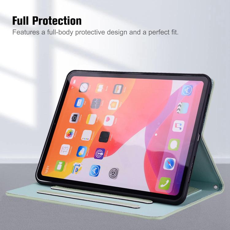 Funda inteligente de piel de lichi con tacto de gato para iPad 10.2 2021 / Air 10.5 (verde)