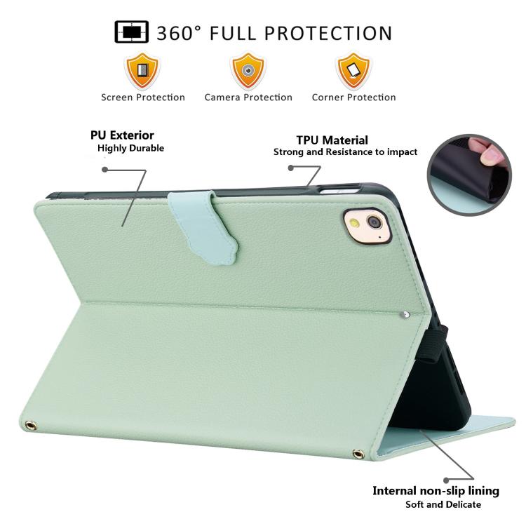 Funda inteligente de piel de lichi con tacto de gato para iPad 10.2 2021 / Air 10.5 (verde)