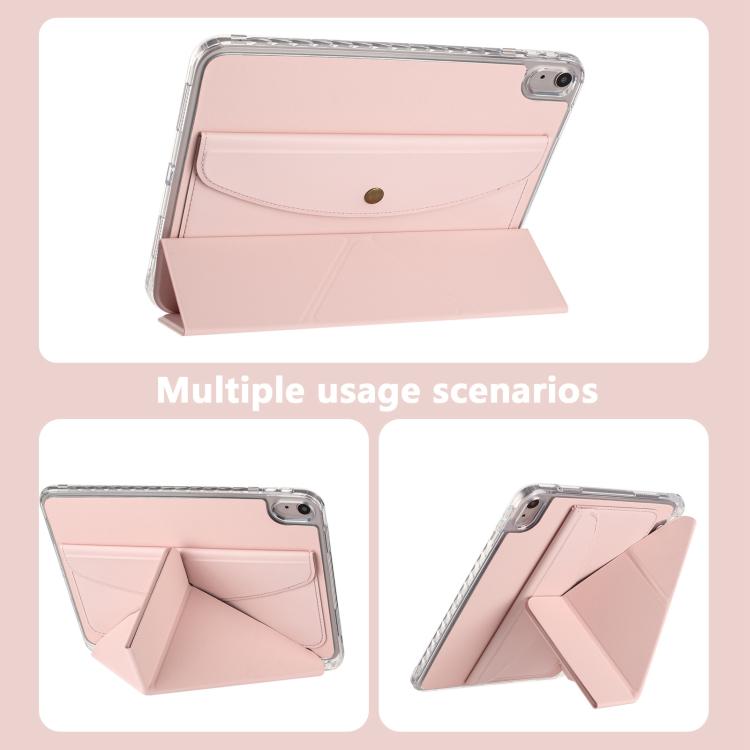 Funda de cuero inteligente con tapa trasera tipo billetera y deformación para iPad 2025/2022 (rosa)