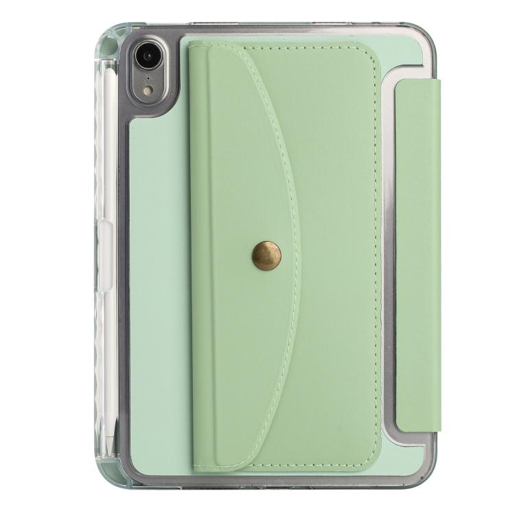 Funda de cuero inteligente con tapa tipo billetera y deformación para iPad mini 2024/mini 6 (verde)