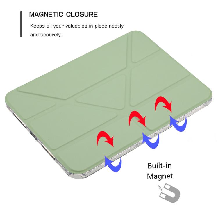 Funda de cuero inteligente con tapa tipo billetera y deformación para iPad mini 2024/mini 6 (verde)