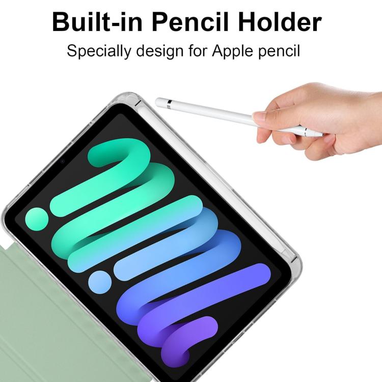 Funda de cuero inteligente con tapa tipo billetera y deformación para iPad mini 2024/mini 6 (verde)