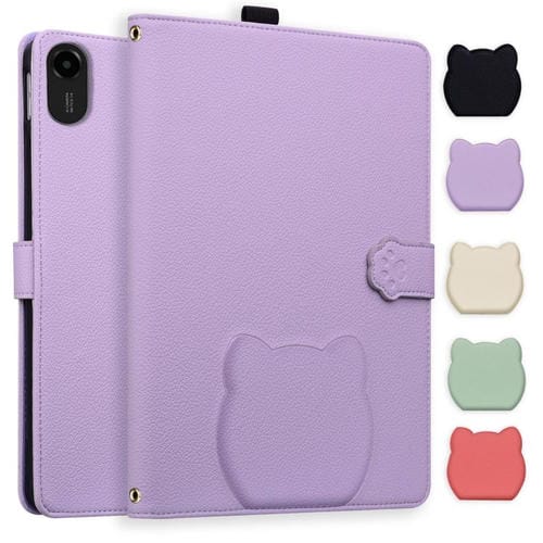 Funda de piel de lichi con tacto de gato para Xiaomi Redmi Pad 2 (morada)