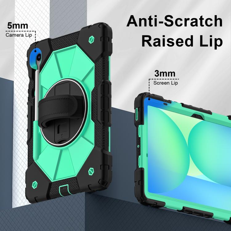 Funda híbrida de silicona con diseño de robot para Samsung Galaxy Tab S10 FE/S9 (negro y verde menta)