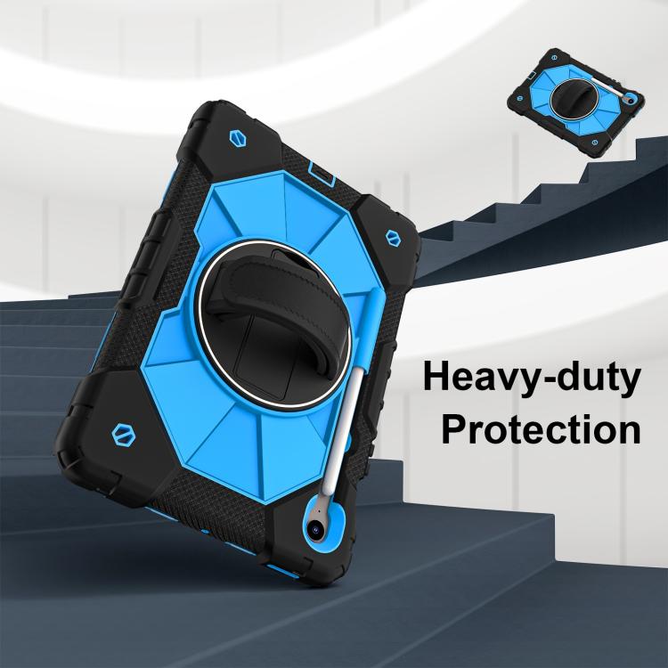 Funda híbrida de silicona con diseño de robot para Samsung Galaxy Tab S10 FE/S9 (negro y azul)