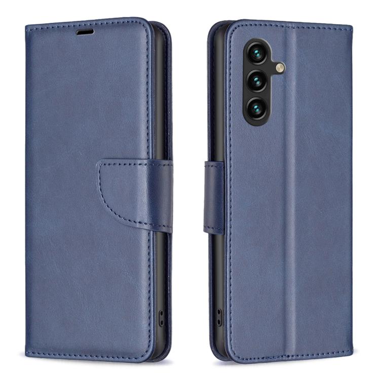 Funda de piel de cordero con tapa de color puro para Samsung Galaxy S25 FE 5G (azul)