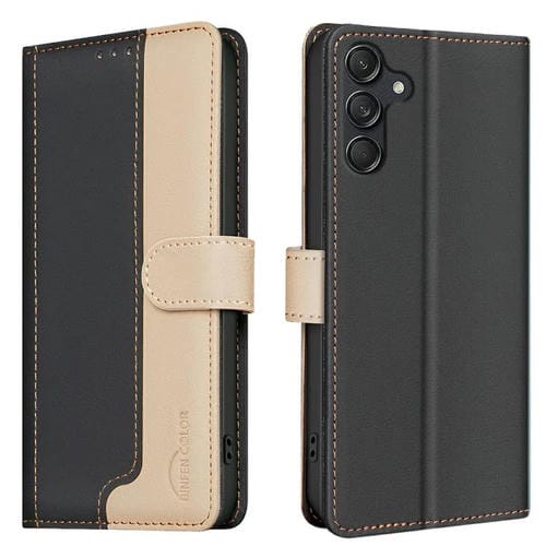 Funda de cuero antirrobo RFID a juego para Samsung Galaxy S25 FE 5G (negro)