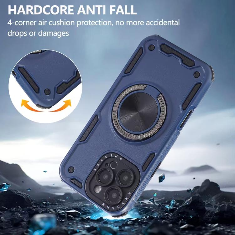 Funda magnética con rotación de 360 grados y mecanismo de tres núcleos para iPhone 13 (azul real)