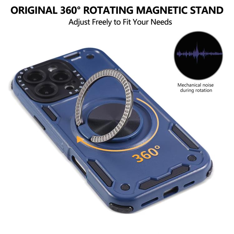 Funda magnética con rotación de 360 grados y mecanismo de tres núcleos para iPhone 14 Pro Max (azul real)