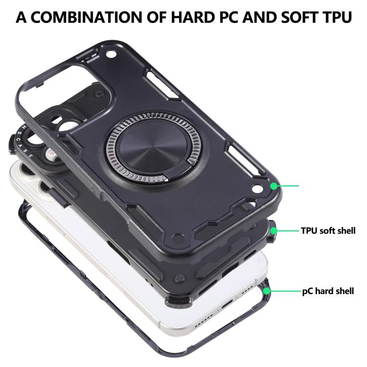 Funda magnética con rotación de 360 grados y mecanismo de tres núcleos para iPhone 15 Pro Max (azul real)