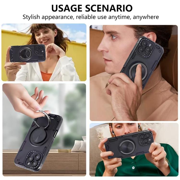 Funda magnética con rotación de 360 grados y mecanismo de tres núcleos para iPhone 11 (negra)