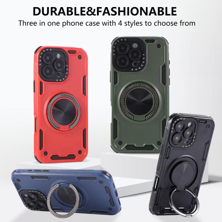 Funda magnética con rotación de 360 grados y mecanismo de tres núcleos para iPhone 11 (roja)