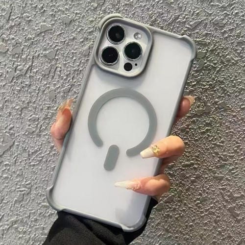 Funda MagSafe semitransparente con tacto esmerilado para iPhone 15 Pro Max (gris)