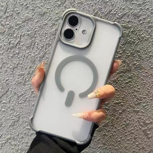 Funda MagSafe semitransparente con tacto esmerilado para iPhone 16 (gris)