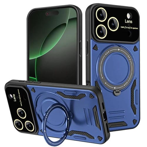 Funda con soporte MagSafe para iPhone 17 Pro con ventana grande (azul)