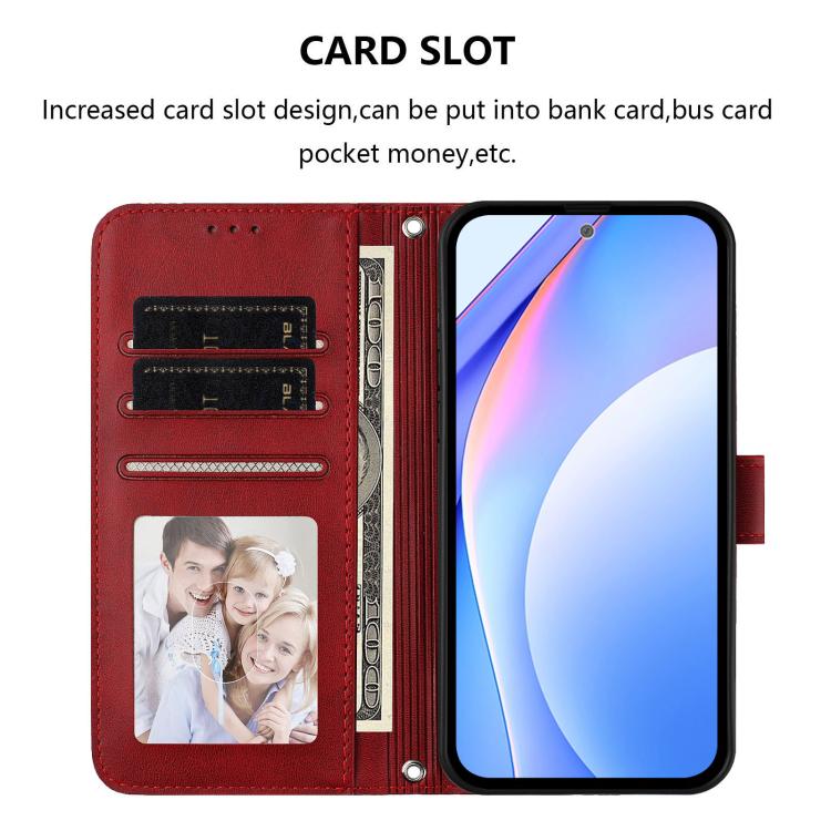 Funda de cuero RFID con estampado de panda y cordón para Sharp Aquos R7 SH-52C (rojo vino)