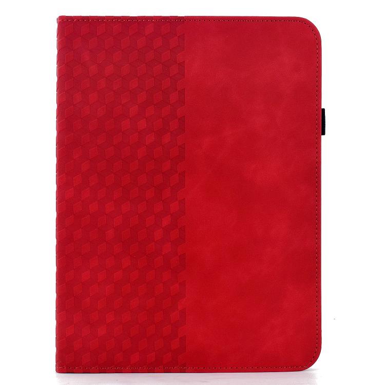 Funda de cuero inteligente con relieve de rombos y rotación para iPad 2025/2022 (roja)