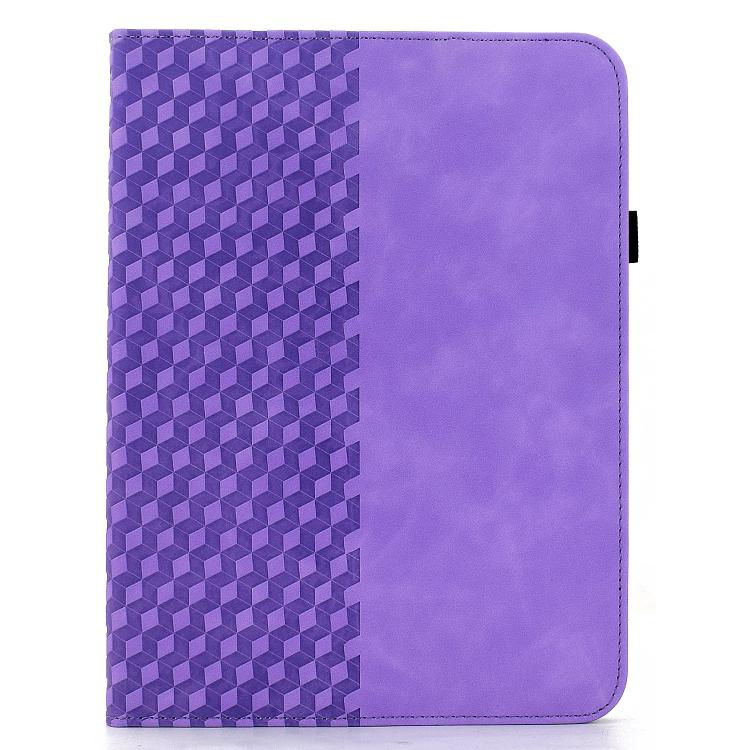 Funda de cuero inteligente con relieve de rombos giratoria para Samsung Galaxy Tab S9 FE+ / S9+ (morada)