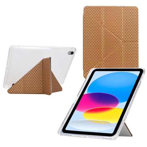 Funda de cuero inteligente con textura piramidal y pliegue en Y para iPad 2025/2022 (dorada)