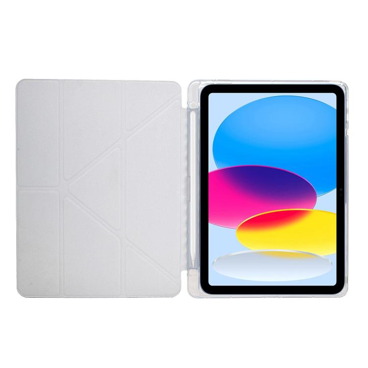 Funda de cuero inteligente con textura piramidal y pliegue en Y para iPad 2025/2022 (verde)