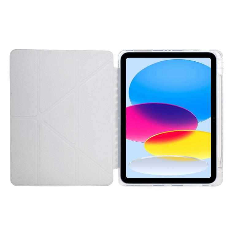 Funda de cuero inteligente con textura piramidal y pliegue en Y para iPad Pro 11 (2024) (Roja)