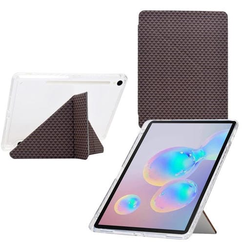 Funda de cuero inteligente con textura piramidal plegable en Y para Samsung Galaxy Tab S10 FE/S9 (marrón)