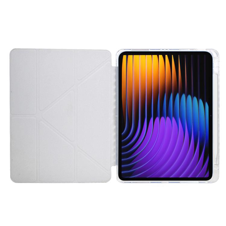 Funda de cuero inteligente con textura piramidal plegable en Y para Xiaomi Pad 7/7 Pro (marrón)