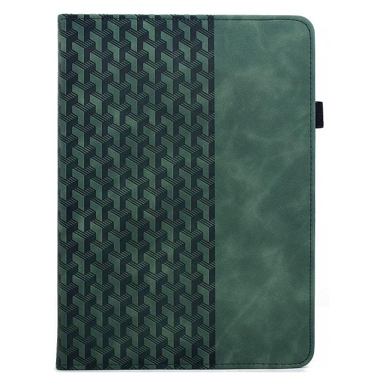 Funda de cuero inteligente con relieve y bloques de construcción giratorios para Samsung Galaxy Tab S10 FE/S9 (verde)