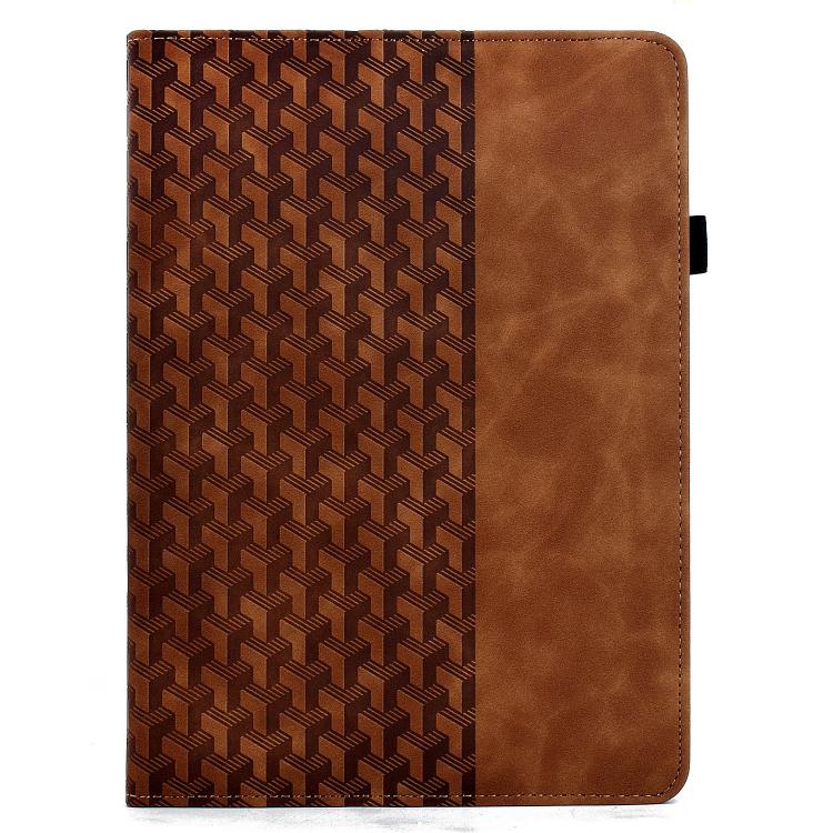 Funda de cuero inteligente con diseño de bloques de construcción giratorios y relieve para Samsung Galaxy Tab S6 Lite 2024 (marrón)