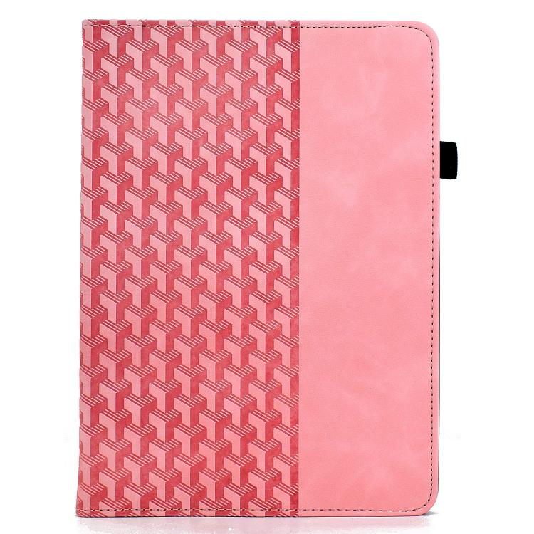 Funda de cuero inteligente con diseño de bloques de construcción giratorios y relieve para Samsung Galaxy Tab S9 FE+ / S9+ (rosa)