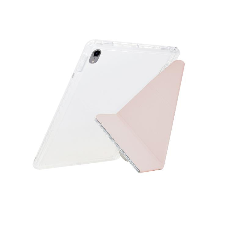 Funda de cuero inteligente con purpurina acrílica transparente plegable en Y para iPad mini 2024/mini 6 (rosa)