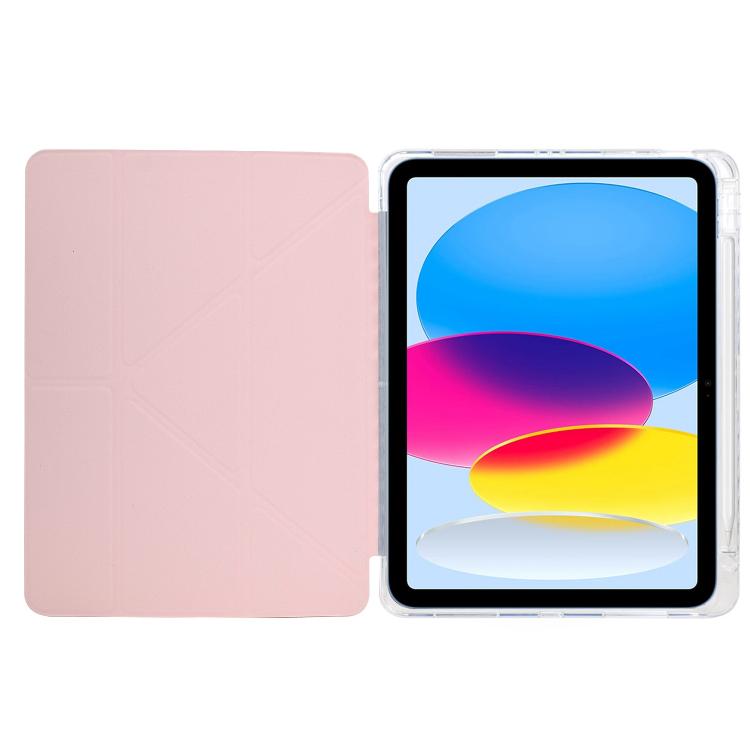 Funda de cuero inteligente con purpurina acrílica transparente plegable en Y para iPad mini 2024/mini 6 (rosa)
