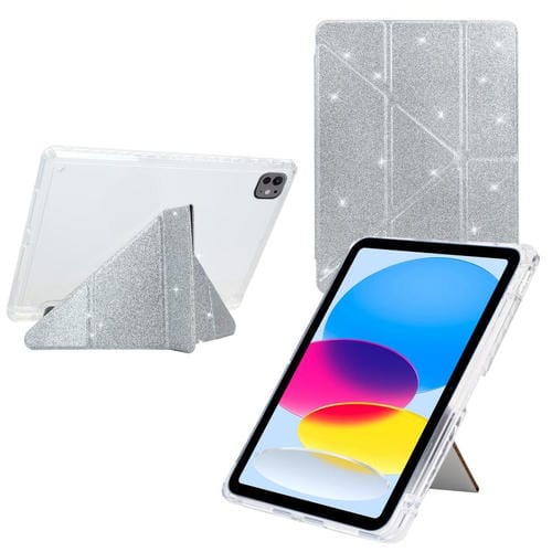Funda plegable en Y de acrílico transparente con purpurina para iPad Pro 13 (2024) (plateada)