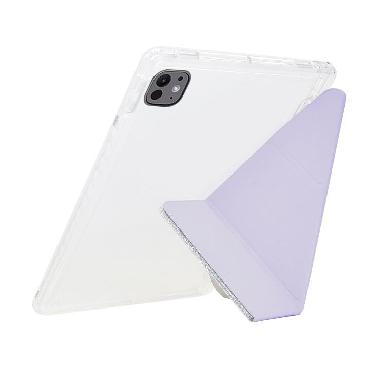 Funda plegable en Y de acrílico transparente con purpurina para iPad Air 13 (2024/2025/Pro 12.9) (morado)
