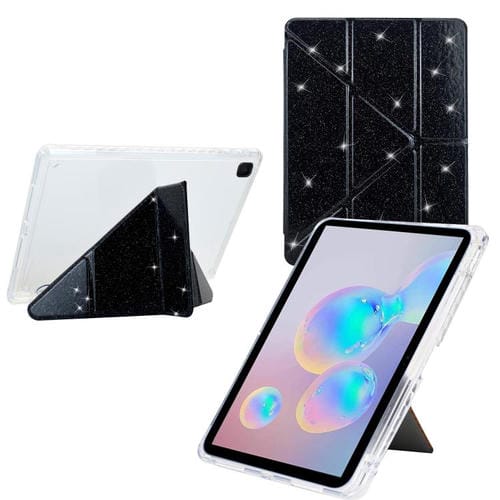 Funda plegable en Y de acrílico transparente con purpurina para Samsung Galaxy Tab S6 Lite 2024 (negro)