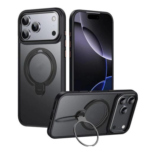 Funda magnética MagSafe de doble anillo para iPhone 17 Pro Max (negro mate)