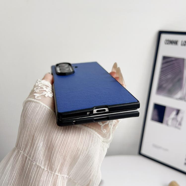 Funda Morandi con textura de cuero de color sólido para Samsung Galaxy Z Fold7 5G (azul claro)