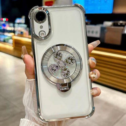 Funda con soporte para peonza para iPhone XR (plateada)