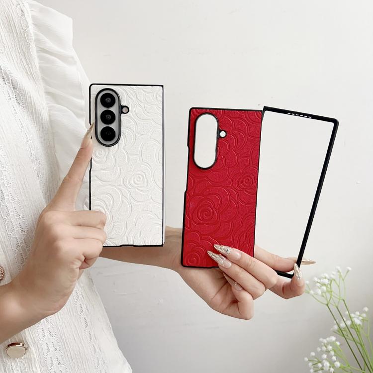 Funda protectora con estampado de camelia para Samsung Galaxy Z Fold7 5G (marrón)