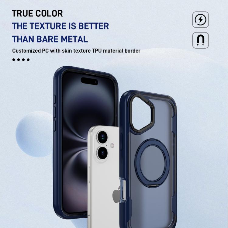 Funda protectora MagSafe para iPhone 16 Plus (azul + azul transparente)