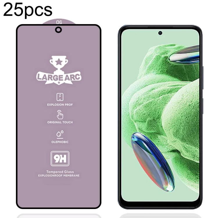 Película de vidrio templado de arco grande de aluminio de alta calidad para Xiaomi Redmi Note 12 5G Global, 25 unidades, 9H, 0,4 mm