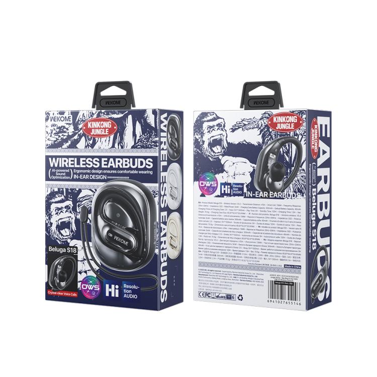 Auriculares inalámbricos intraaurales WK Beluga S18 Jungle Series Star Ring con clip OWS (negros)
