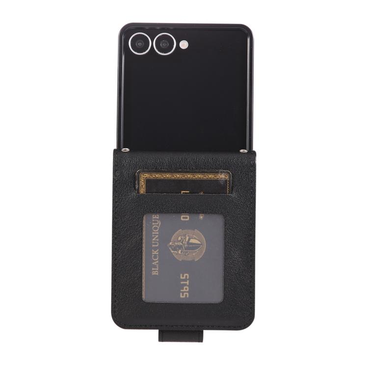 Funda de cuero multifuncional con 3 ranuras para tarjetas para Samsung Galaxy Z Flip7 5G (negro)