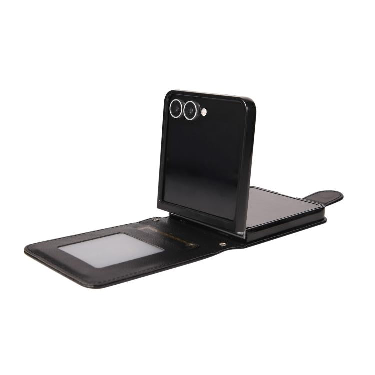 Funda de cuero multifuncional con 3 ranuras para tarjetas para Samsung Galaxy Z Flip7 5G (negro)