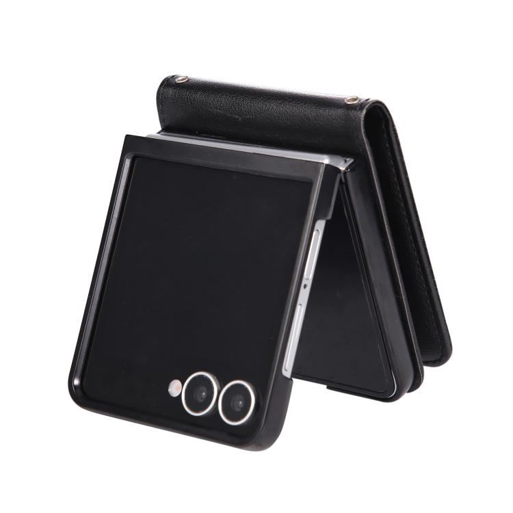 Funda de cuero multifuncional con 3 ranuras para tarjetas para Samsung Galaxy Z Flip7 5G (negro)